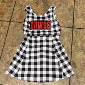 Black and White Checkered Dress with Red Dawgs Patch